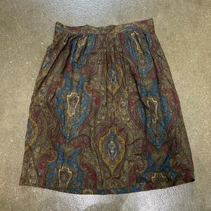 Vintage American Bottoms Brown Paisley Print Made In Usa 34"‎ Waist Skirt